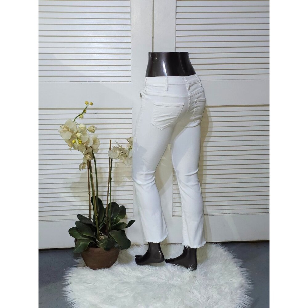 Mother Women's White Denim The Hustler Ankle Fray Jeans Size 24 2606